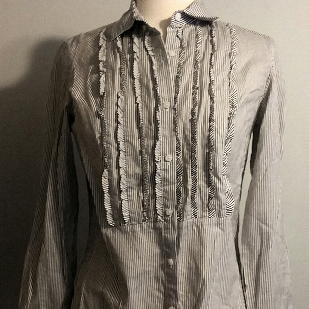 Talbots S Button Down Long Sleeve Shirt Top Blouse Striped Formal Busine…